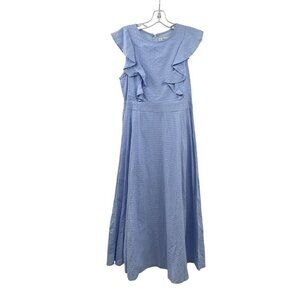 Mika & Gala Maxi Dress A-Line Ruffle Cap Sleeve Textured Blue Size 12